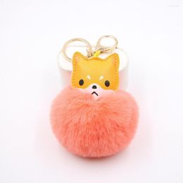 Keychains Autumn Small Dog Puppy Fur Ball Bag Key Pendant Holder Ribbon Bowknot