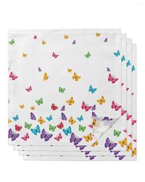 Table Napkin Colorful Butterfly White 4/6/8pcs Napkins Restaurant Dinner Wedding Banquet Decor Cloth Supplies Party Decoration
