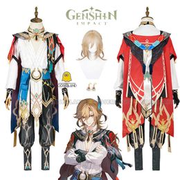 Anime Costumes Kaveh Cosplay Come Wig Genshin Impact Cloak Uniform Outfit Blonde Hair Earrings Hairpin Sumeru for Men Women Game Party Cos Z0301