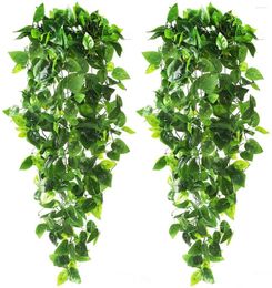 Decorative Flowers 2pcs Artificial Hanging Plants 3.6ft False Ivy For Wall House Room Terrace Indoor Outdoor Decor (No Basket)