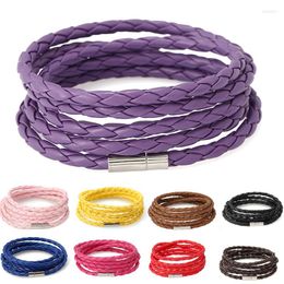 Charm Bracelets Simple Multilayer Thin PU Leather Woven & Bangles For Man Woman Unisex Wristband Length 100 Cm