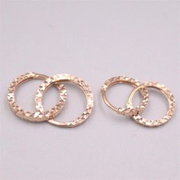 Hoop Earrings 1 Pair Solid Pure 18K Rose Gold Women 1.5mmW Full Star 0.7-1.2g