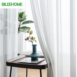 Curtain Chiffon White Tulle Curtains For Living Room Modern Solid Sheer Voile Kitchen Treatment Finished Drape Decoration