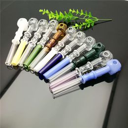 2023 Europe and Americaglass pipe bubbler smoking pipe water Glass bong Two round double color skull bone straight pot