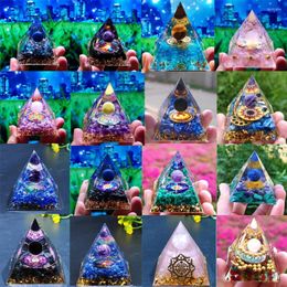 Decorative Figurines Orgonite Pyramid Crystals Natural Stone Orgone Energy Generator Healing Reiki Chakra Meditation Ornaments Crafts Office