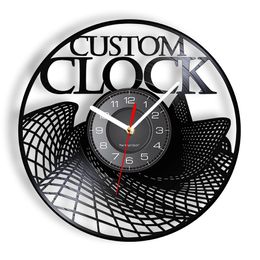 Wall Clocks Vintage Custom Vinyl Record Wall Clock Custom Order Your design Your Personal Pos Personalized Vinyl Longplay Clock 230303