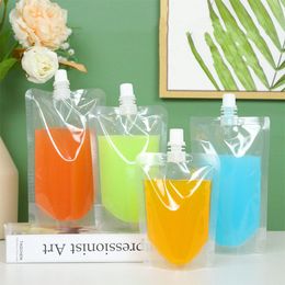 Stand up Plastic Drink Packaging Bag 50ml 100ml 150ml 200ml 300ml Spout Pouch for Beverage Juice Milk Wedding Party Drinking Pouches with Nozzle