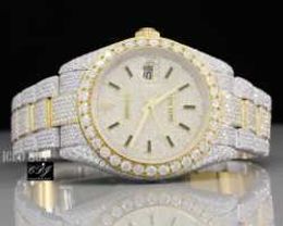 2023Moissanite Studded y iced out luxury watch bust down Two Tone Hip Hop D