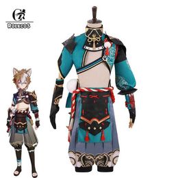 Anime Costumes ROLECOS Game Genshin Impact Gorou Cosplay Come Men Combat Uniform Fox Boy Come Halloween Women Cosplay Come Full Set Z0301