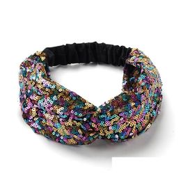 Hair Accessories Cute Flip Double Sided Sequins Girls Headband Turned Sequined Fish Scale Band Party Birthday Gift Kids Photo Shoot Dhh4V