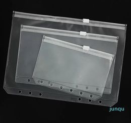 Designer-A5/A6/A7 PVC Binder Cover Clear Zipper Storage Bag 6 Hole Waterproof Stationery Bags Office Travel Portable Document Sack