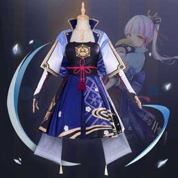 Anime Costumes Game Genshin Impact Kamisato Ayaka Cosplay Comes Vestido Anime Clothes Halloween Comes for Women Dress Suit Wig Uniform Z0301