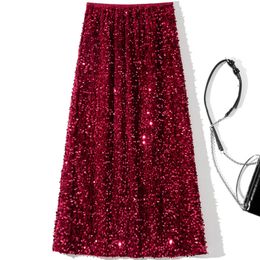 Skirts Fashion Brand Women s Club Style Sequin Hip Original Designer High Waist Quality Solid Colour Sexy 230303