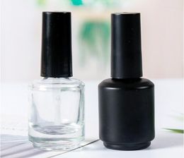 Storage Bottles 200pcs/lot 15ml Matte Black White Empty Nail Polish Glass Bottle Containers With Brush Cap SN1530