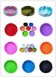 Colourful Silicone Smoking Round Portable Ashtray Durable Soft Eco-friendly Ashtrays High Temperature ResistanceAnti-fallAnti-slip 8.3CM OD