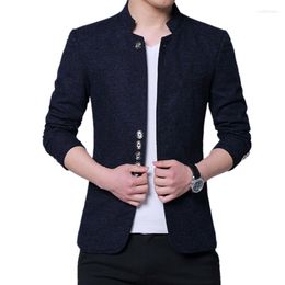 Men's Suits 2023 Men Fashion Stand Collar Slim Fit Chinese High Quality Blends Suit Jacket / Male Casual Trend Large Size Wool Blazer Coat