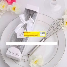 100pcs Wholesale Stainless Steel Heart Shape Hand Whisk Egg Beater for guests wedding Favours and gifts