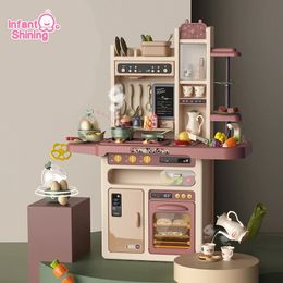 Kitchens Play Food Infant Shining 93cm Kids Kitchen Toys Play House Kitchenware Set 65pcs Pretend Play Simulation Kitchen Childrens Cooking Toys 230303