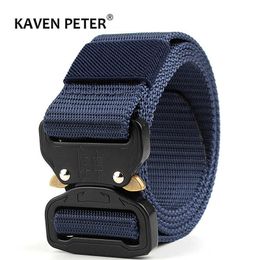 Belts Male Military Canvas Belt Luxury Outdoor Hunting Tactical Army Nylon Belts For Men Alloy Buckle High Quality 120 CM One Size Z0228