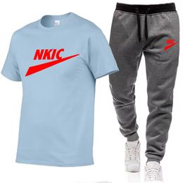 Men's Tracksuits Summer fashion Tracksuit Thin T shirts and Pants Keep Cool Men Clothing Brand LOGO Print