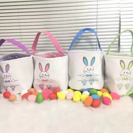 Party Easter Basket Canvas Buckets Personalised Easters Bunny Gift Bags Rabbit Tail Tote Bag 10 Styles Mix Wholesale