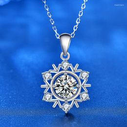 Chains 1.0 Moissanite Diamond Christmas Snowflakes Pendant Necklace D Color Chain S925 Sterling Silver Jewelry For Women Gift