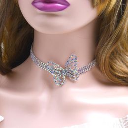 Choker Beautiful Butterfly Crystal Shine AB Rhinestone Necklaces For Women Statement Jewelry Accessories