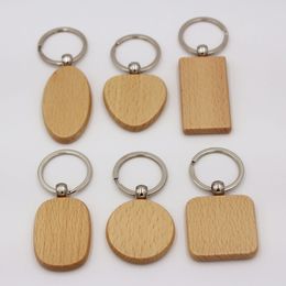 Party Gifts Custom Logo Engraved Named Promotional Souvenir Craft Blanks Key chain House Key Ring Wooden Wood Keychain H23-17