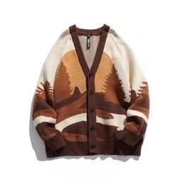 Erkekler Sweaters Sonbahar Amerikan Retro Knited En İyi Erkekler Moda Etiket Aşağı Gevşek Kırmadan Hardigan Kazak ve Kadınlar S 230302