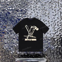 xinxinbuy Men designer Tee t shirt 23ss Hammer nail kit print short sleeve cotton women Black blue White Khaki brown XS-2XL