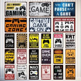 Game Zone Tin Sign Metal Signs Vintage Gamer Room Wall Decor Warning For Home House Pub Club Game Room Man Cave Wall Decoration personalized Tin Signs Size 30X20CM w01