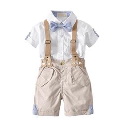 Kleidungssets Babys Jungen Hemd Hosenträger Shorts Kit mit Fliegen Sommer Gentleman Baumwolle Anzüge Drop Lieferung Baby Kinder Mutterschaft Dhvry