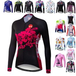 Cycling Shirts Tops Weimostar Autumn Cycling Jersey Women's Long Sleeve Mountain Bike Shirt Tops Jacket Spring Bicycle Clothes Pro Team Cycle Wear T230303