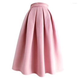 Skirts Gold Silk Winter Pink Woollen Ball Gown Skirt Women Thick Princess Umbrella Party