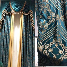 Curtain Curtains For Living Dining Room Bedroom European Villa Floor-to-ceiling Velvet Engraving Finished Product High Shading