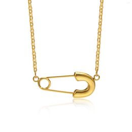 Pendant Necklaces Stainless Steel Punk Pin Unique Design Paperclip Safety 18K Gold Plated Fashion Necklace Women Rock Party Jewerly Gift
