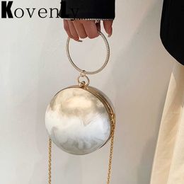 Women Crossbody Bag Evening Party Round Ball Handbag Fashion Cute Small Design Bags Metal Chain Luxury Female Shoulder Bags 230303