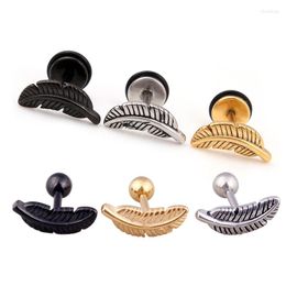 Stud Earrings Alisouy 2 Pieces Stainless Steel Feather Barbell Ear Cartilage Bar Earring Piercing For Men Women