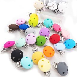 Baby Teethers Toys Silicone Pacifier Clip Round Baby Pacifier Holder 10pcsSet BPA Free Food Grade Silicone DIY Teether Chain Accessories Baby Toy 230303