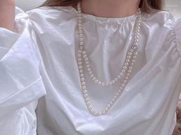 Chains More Wear Style 100cm Long 8mm White Shell Pearl Necklace Sweater Chain Fashion Jewellery