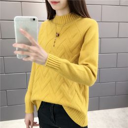 Women's Sweaters Autumn Winter Sweater Women Knitted Pullover Long Sleeve Sweaters Turtleneck Jumper Yellow blue Shirt Female Tops 230303