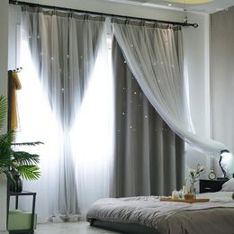 Curtain Star Cutout Window Blackout Curtains For Kids Girls Bedroom Living Room Double Layer Panel