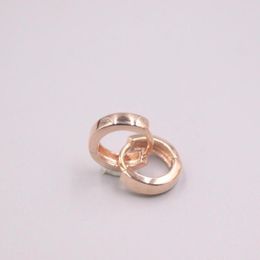 Hoop Earrings Real Pure 18K Rose Gold Simple Glossy Circle Men Woman Gift 2g
