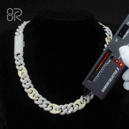 Pass Diamond Test Gra Certificate Vvs Moissanite 925 Sterling Silver Cuban Link Chain for Mens Hip Hop Necklace 15mm 18"