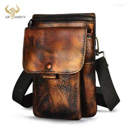 Waist Bags Genuine Real Leather Multi-function Fanny Pack Cross-body Bag Satchel Messenger Hip Bum Pouch Belt 8302