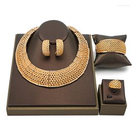 Necklace Earrings Set 2023 Fashion African Woman Custome Nigeria Wedding Brand Jewellery Dubai Gold Wholesales