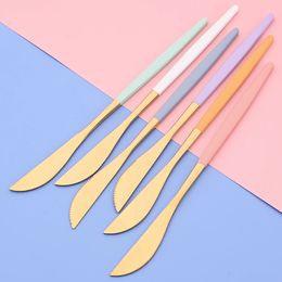 24Pcs Dinnerware Set Stainless Steel Tableware Knife Fork Tea Spoon Cutlery Set Multiple Colour