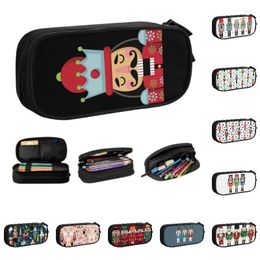 Kawaii Nutcracker Pencil Cases For Boy Girl Large Storage Cartoon Soldier Toy Christmas Gift Pouch School Supplies