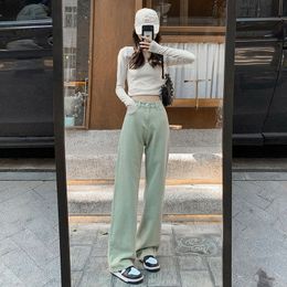 Women's Jeans Green Women Jeans High Waist Loose Straight Leg Femme Jean Spring Fashion Y2k Casual Streetwear Female Pants Baggy Trouser 230303