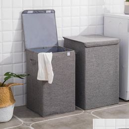 Storage Baskets Foldable Waterproof Laundry Bucket Dirty Clothes Wash Bin Home Use Collapsible Corner Basket With Lid T200415 Drop D Dhhu4